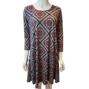 Nina Britton Womens Geometric Shift Dress Kdr102391-Sf Stitch Fix Black Pink M